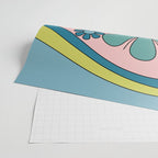 Groovy Floral Daydream Retro 60s 70s Flowers Blue Pink Chartreuse Wrapping Paper Gallery Image 2