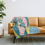 Groovy Floral Daydream Retro 60s 70s Flowers Blue Pink Chartreuse Throw Blanket Gallery Image 1