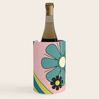 Groovy Floral Daydream Retro 60s 70s Flowers Blue Pink Chartreuse Wine Chiller Gallery Image 2