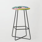 Groovy Floral Daydream Retro 60s 70s Flowers Blue Pink Chartreuse Stool Gallery Image 1