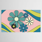 Groovy Floral Daydream Retro 60s 70s Flowers Blue Pink Chartreuse Tablecloth Gallery Image 2