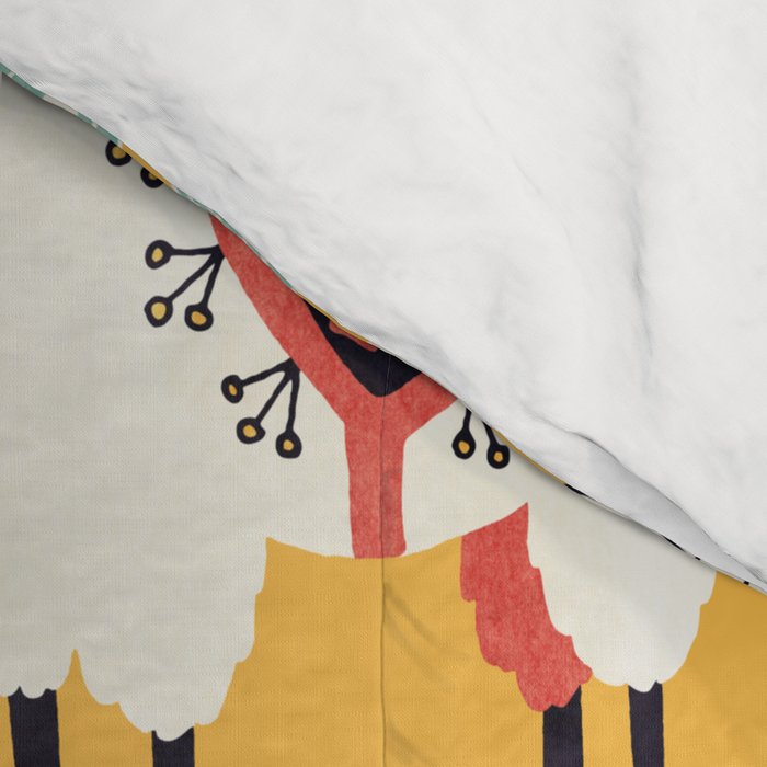 White Llama with flowers Comforter Gallery Image 4