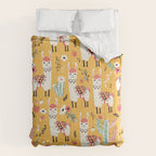 White Llama with flowers Comforter Gallery Image 6