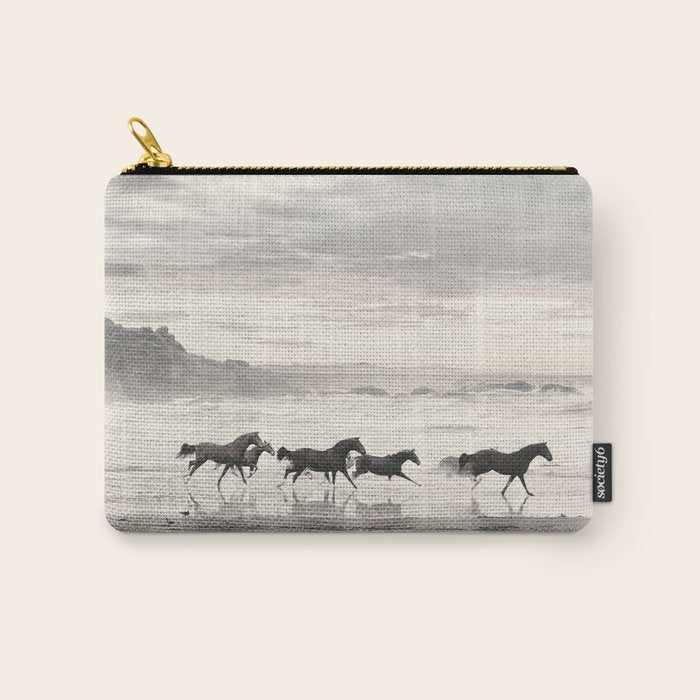 Horses on the Beach Carry All Pouch Gallery Image 1