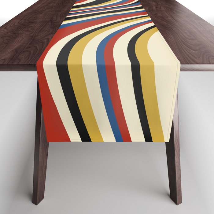 Wavy Stripes IX - Bauhaus Palette Table Runner Gallery Image 1