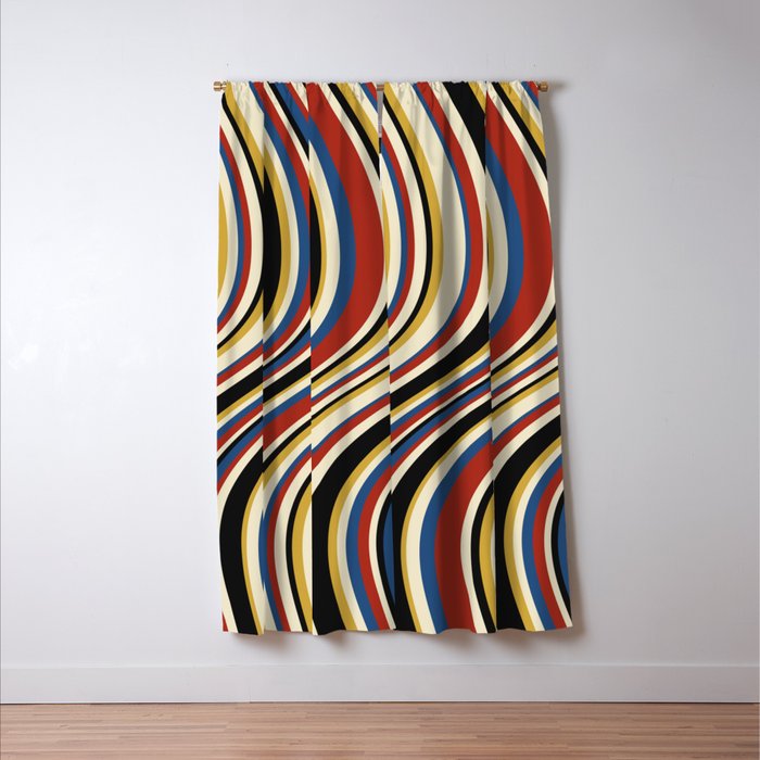 Wavy Stripes IX - Bauhaus Palette Window Curtain Gallery Image 3