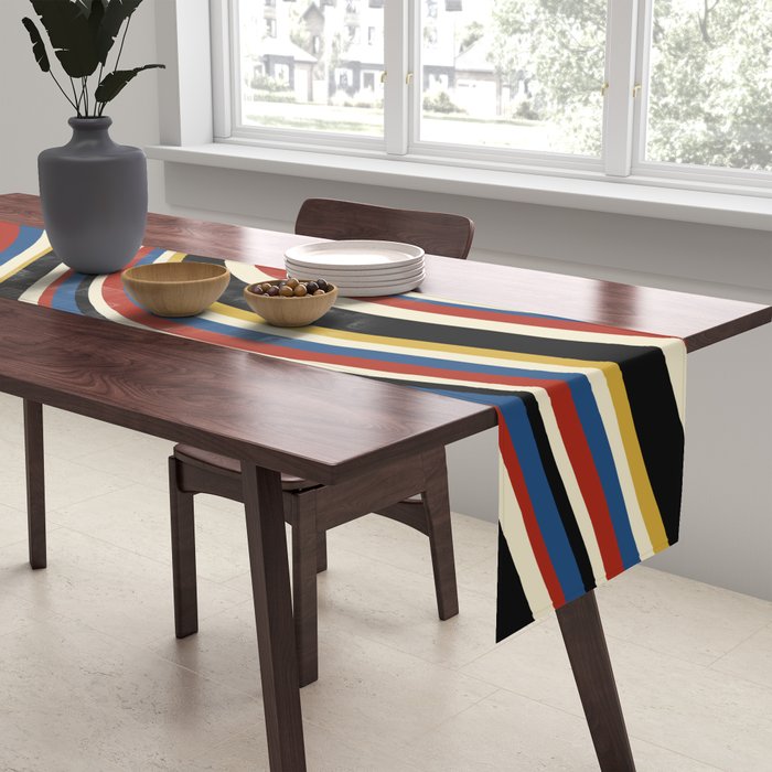 Wavy Stripes IX - Bauhaus Palette Table Runner Gallery Image 2