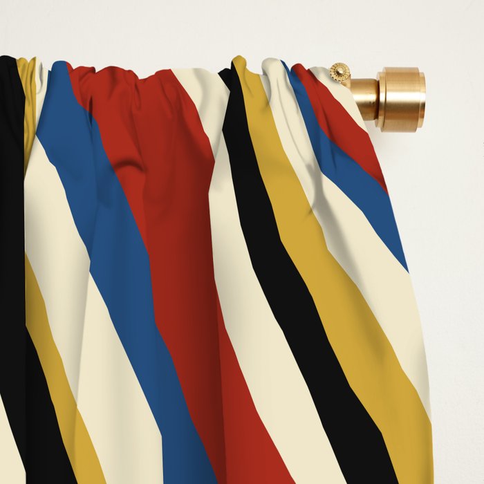 Wavy Stripes IX - Bauhaus Palette Window Curtain Gallery Image 2