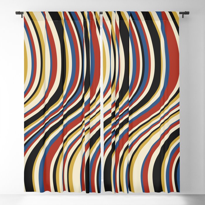 Wavy Stripes IX - Bauhaus Palette Window Curtain Gallery Image 5