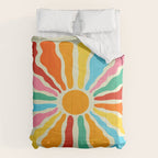 Retro Sun Waves: Rainbow Edition Comforter Gallery Image 6