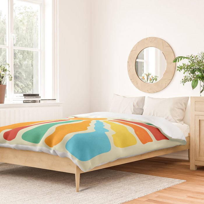 Retro Sun Waves: Rainbow Edition Duvet Cover Gallery Image 2