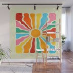 Retro Sun Waves: Rainbow Edition Wall Mural Gallery Image 1