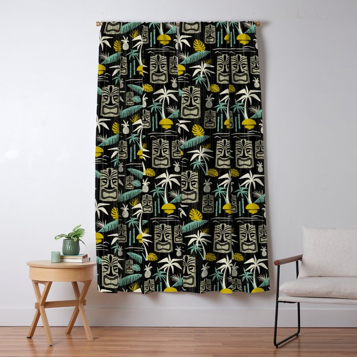 Island Tiki - Black Window Curtain Gallery Image 5