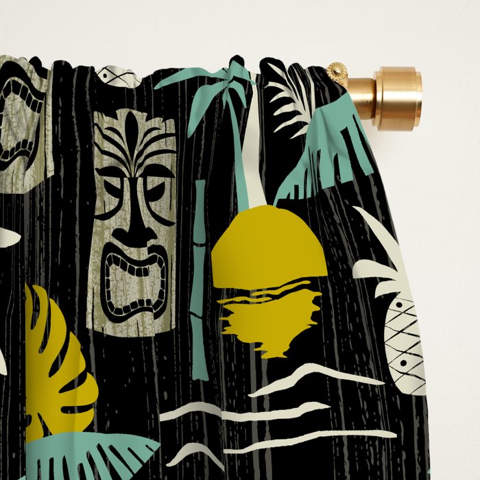 Island Tiki - Black Window Curtain Gallery Image 2