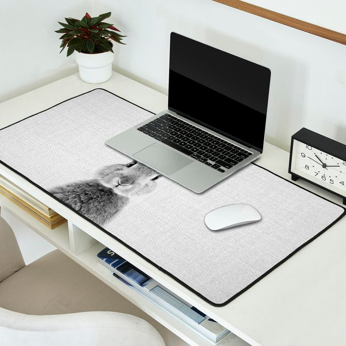 Rabbit - Black & White Desk Mat Gallery Image 2