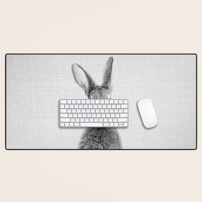 Rabbit - Black & White Desk Mat Gallery Image 1