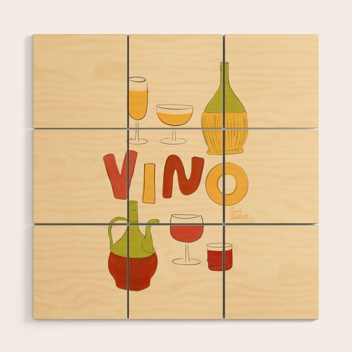 Vino Italian Wine Wood Wall Art Gallery Image 1