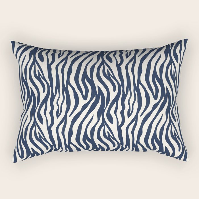 Zebra Stripes In Midnight Blue Rectangular Pillow Gallery Image 2
