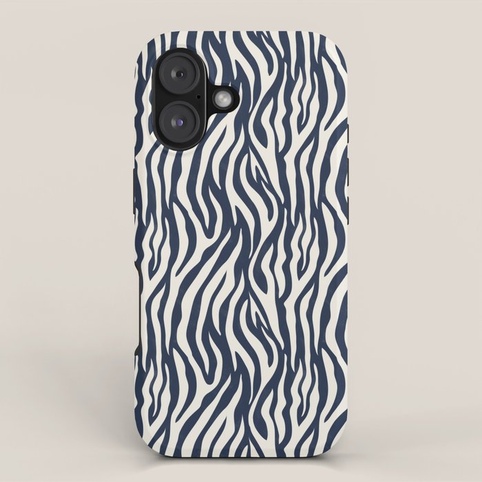 Zebra Stripes In Midnight Blue iPhone Case Gallery Image 1