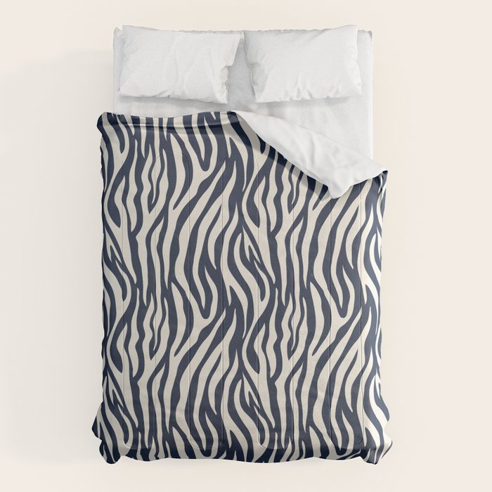 Zebra Stripes In Midnight Blue Comforter Gallery Image 6