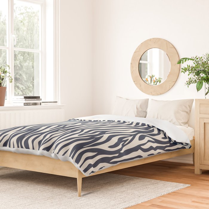 Zebra Stripes In Midnight Blue Duvet Cover Gallery Image 2