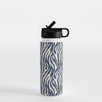 Zebra Stripes In Midnight Blue Water Bottle Gallery Image 1