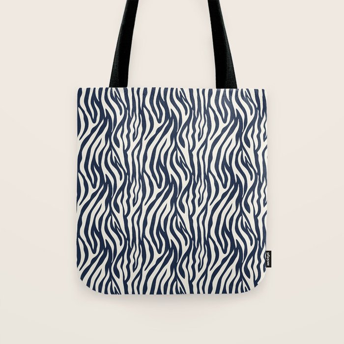 Zebra Stripes In Midnight Blue Tote Bag Gallery Image 1