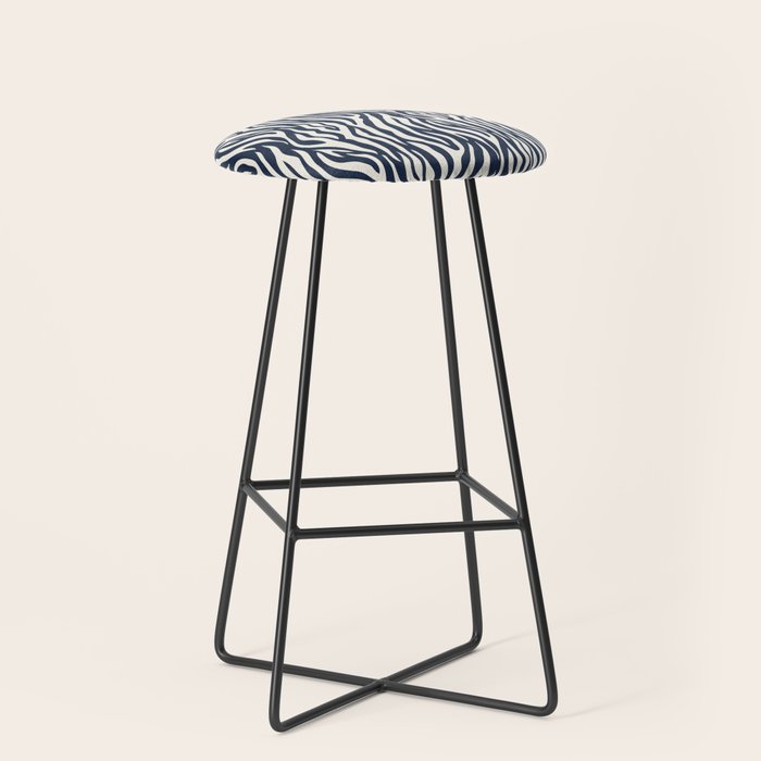 Zebra Stripes In Midnight Blue Stool Gallery Image 1