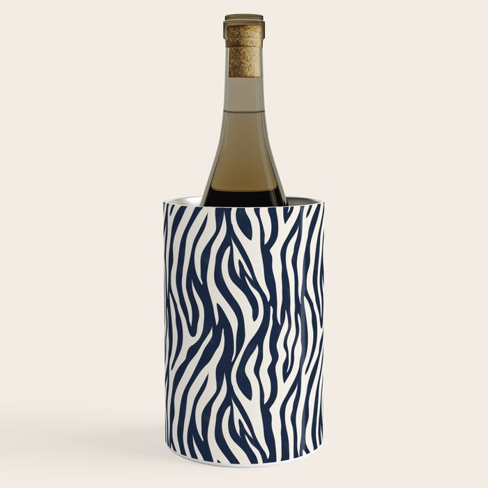 Zebra Stripes In Midnight Blue Wine Chiller Gallery Image 2