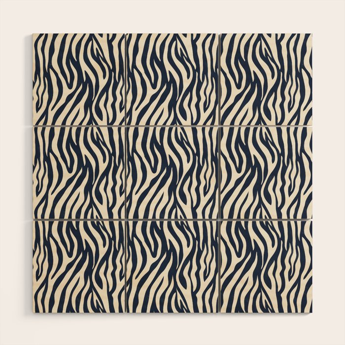 Zebra Stripes In Midnight Blue Wood Wall Art Gallery Image 1