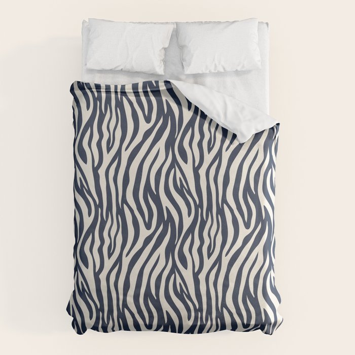 Zebra Stripes In Midnight Blue Duvet Cover Gallery Image 6