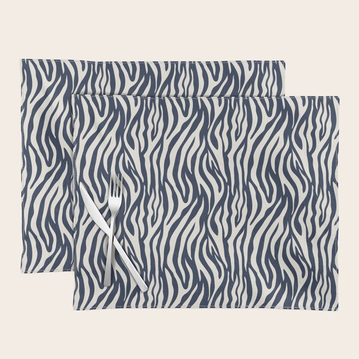 Zebra Stripes In Midnight Blue Placemat Gallery Image 1