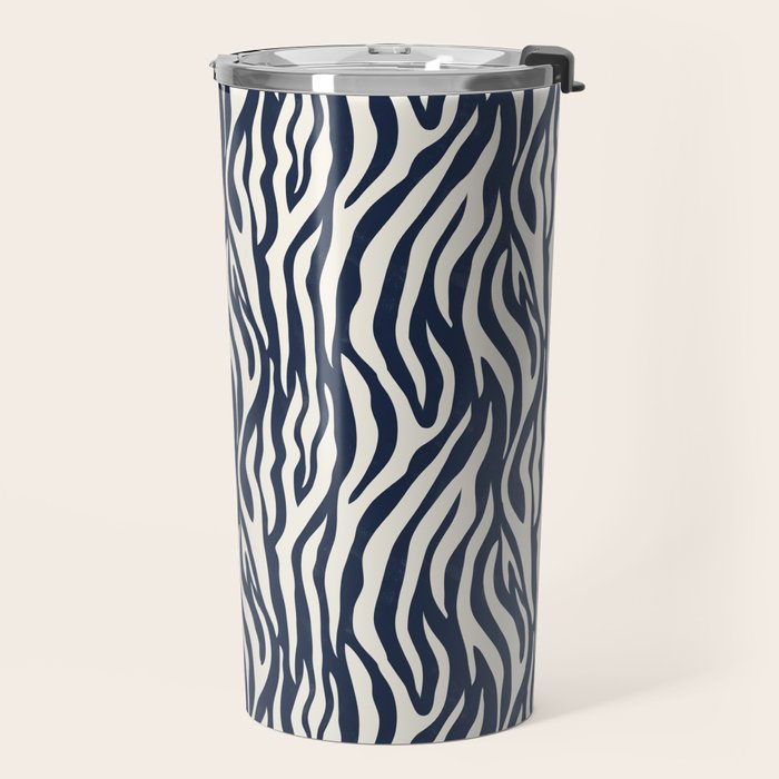 Zebra Stripes In Midnight Blue Travel Mug Gallery Image 2