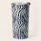 Zebra Stripes In Midnight Blue Travel Mug Gallery Image 2