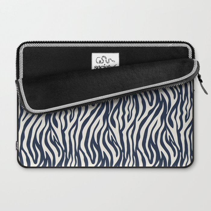 Zebra Stripes In Midnight Blue Laptop Sleeve Gallery Image 2