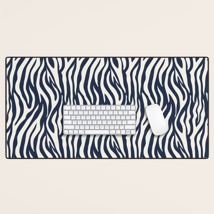 Zebra Stripes In Midnight Blue Desk Mat Gallery Image 1