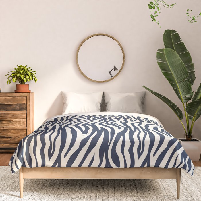 Zebra Stripes In Midnight Blue Comforter Gallery Image 3