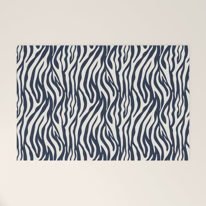 Zebra Stripes In Midnight Blue Welcome Mat Gallery Image 1
