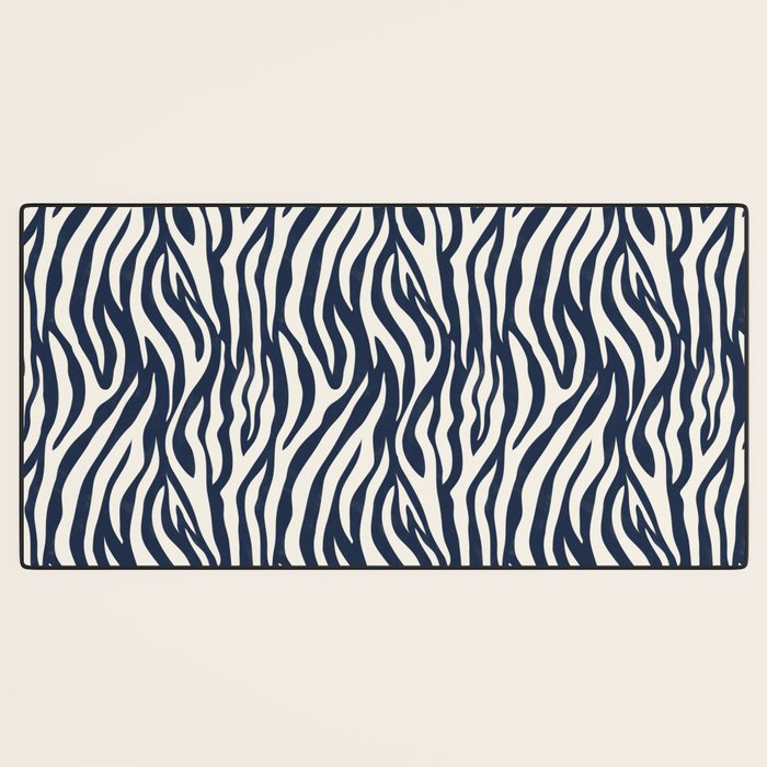 Zebra Stripes In Midnight Blue Desk Mat Gallery Image 3