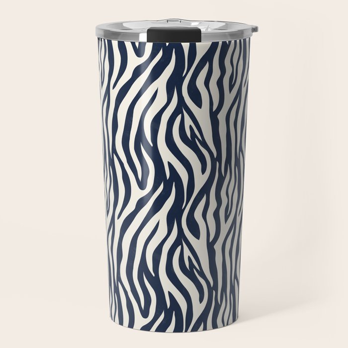 Zebra Stripes In Midnight Blue Travel Mug Gallery Image 1