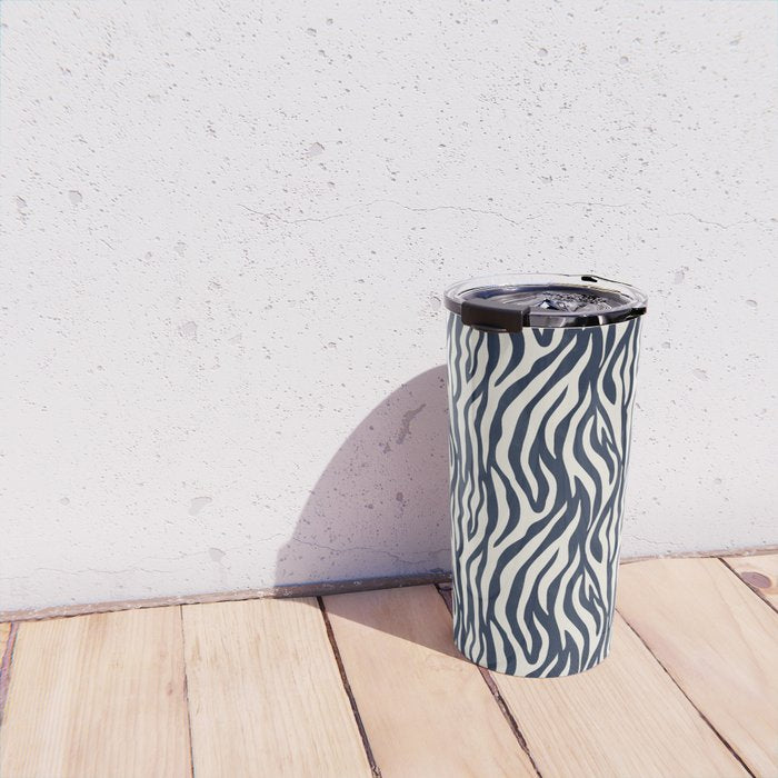 Zebra Stripes In Midnight Blue Travel Mug Gallery Image 4