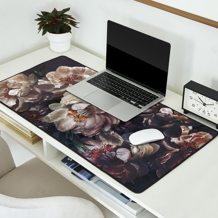 Midnight Peonies  Desk Mat Gallery Image 2