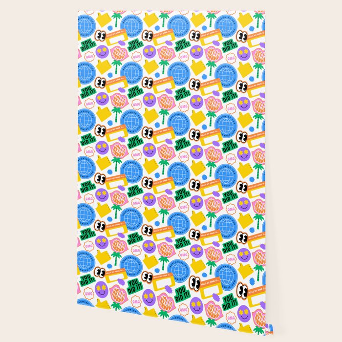Retro cartoon sticker label pattern Wallpaper Gallery Image 2
