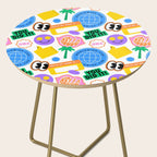 Retro cartoon sticker label pattern Side Table Gallery Image 2