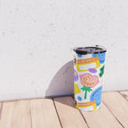 Retro cartoon sticker label pattern Travel Mug Gallery Image 4