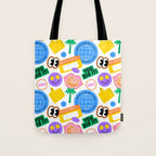 Retro cartoon sticker label pattern Tote Bag Gallery Image 1