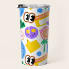 Retro cartoon sticker label pattern Travel Mug Gallery Image 3