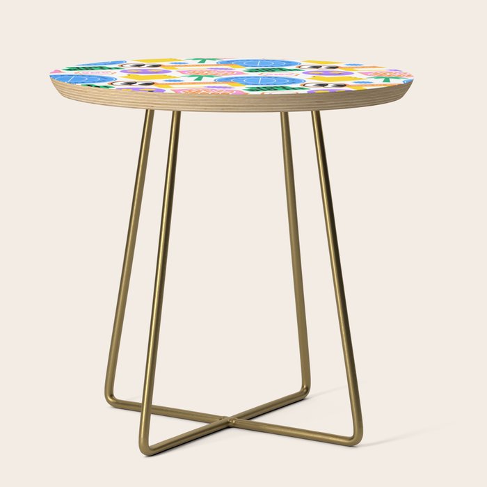 Retro cartoon sticker label pattern Side Table Gallery Image 1