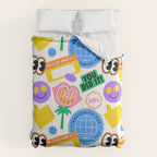 Retro cartoon sticker label pattern Comforter Gallery Image 6