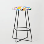 Retro cartoon sticker label pattern Stool Gallery Image 1